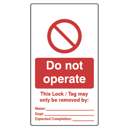 ASEC Double Sided Lockout Tagout Tags Do Not Operate