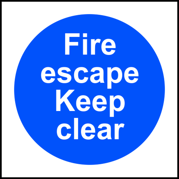 ASEC Fire Escape Keep Clear Sign 100mm x 100mm