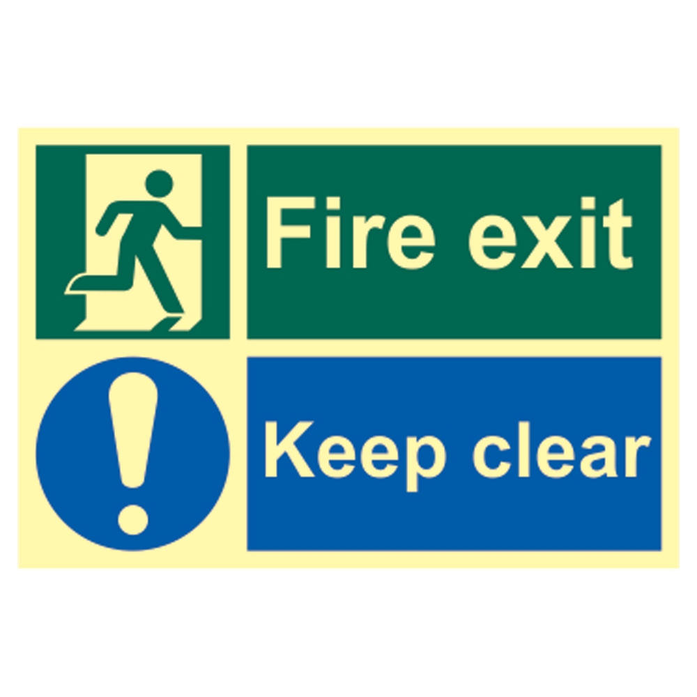 ASEC Fire Escape Keep Clear Sign Photoluminescent 300mm x 200mm