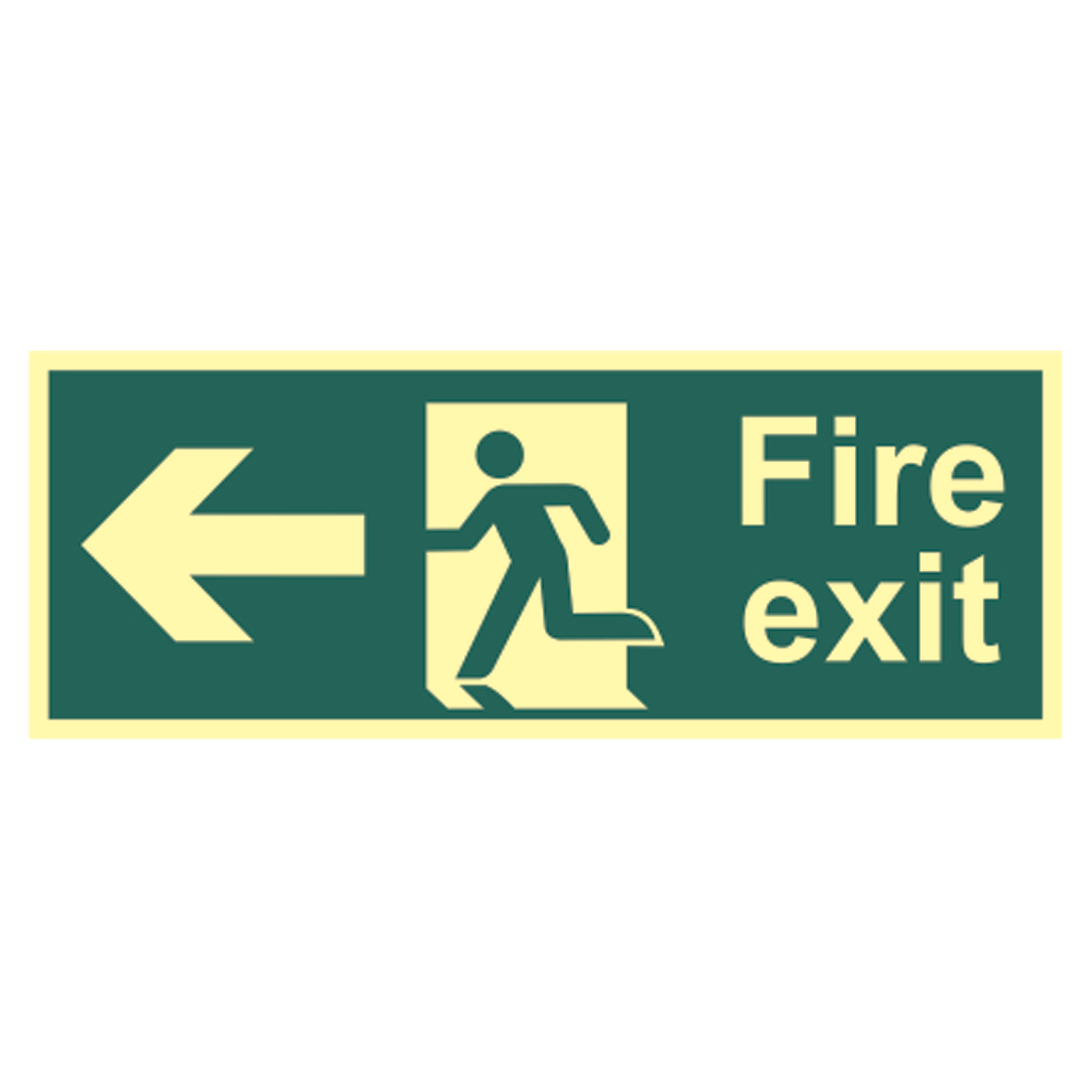 ASEC Photoluminescent Fire Exit Arrow Direction Sign 400mm x 150mm