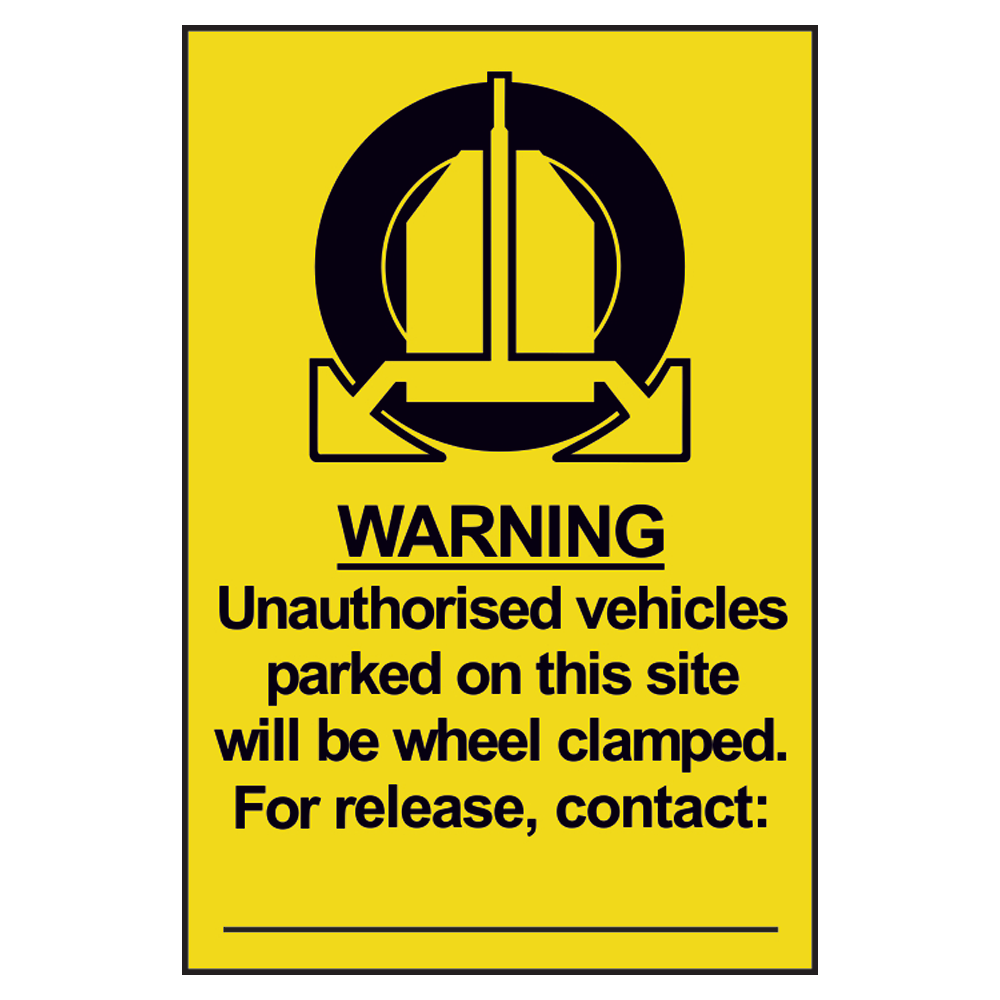 ASEC Unauthorised Vehicles Will Be Clamped Sign 200mm x 300mm