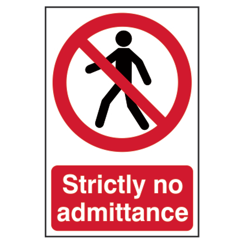 ASEC Strictly No Admittance Sign 200mm x 300mm