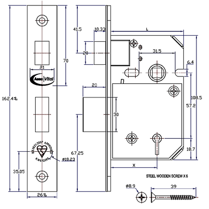 ASEC Vital BS 5 Lever Mortice Sashlock