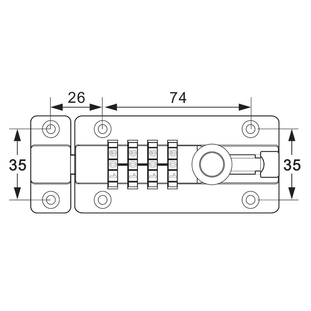 ASEC Combination Tower Bolt Black