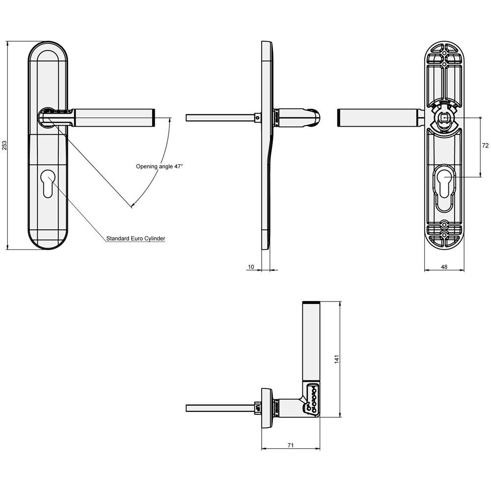 ASSA ABLOY 8832 Long Plate Codehandle Door To Suit European Mortice locks