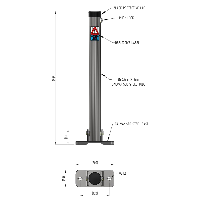 Autopa Folding Parking Post - Lockable