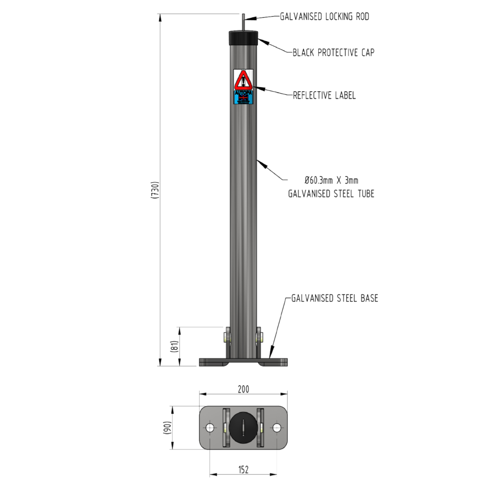 Autopa Folding Parking Post - Padlock