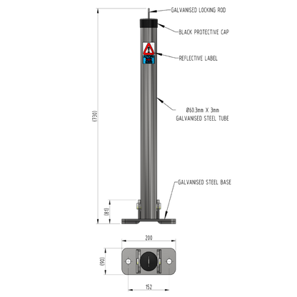 Autopa Folding Parking Post - Padlock