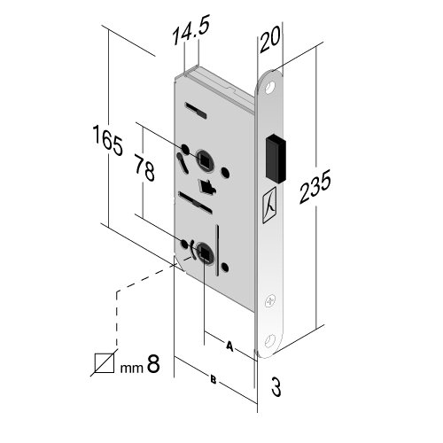 BONAITI SERRATURE DIN Standard Magnetic WC Lock