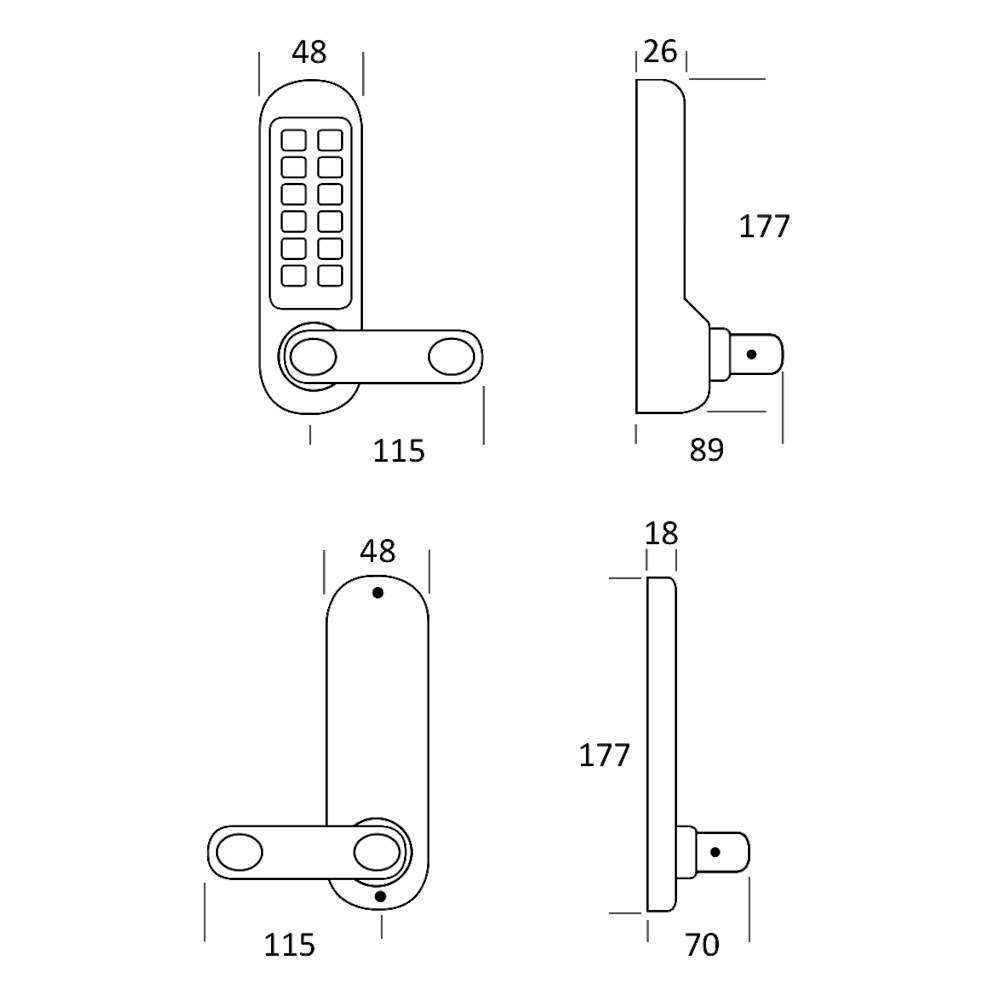 BORG LOCKS BL5001 Digital Lock With Inside Handle And 60mm Latch