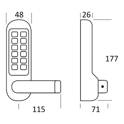 BORG LOCKS BL5401 Digital Lock With Inside Handle And 60mm Latch