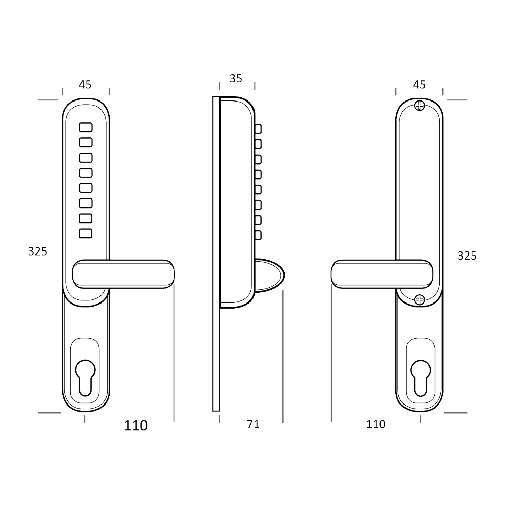 BORG LOCKS BL6100 Narrow Style Digital Lock With UPVC Extension