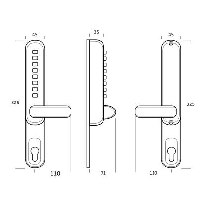 BORG LOCKS BL6100 Narrow Style Digital Lock With UPVC Extension