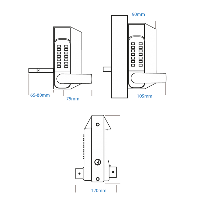 BORG LOCKS BL3400 ECP Lever Operated Marine Grade Metal Gate Single Digital Lock