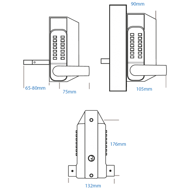 BORG LOCKS BL3430 ECP Lever Operated Marine Grade Metal Gate Double Digital Lock