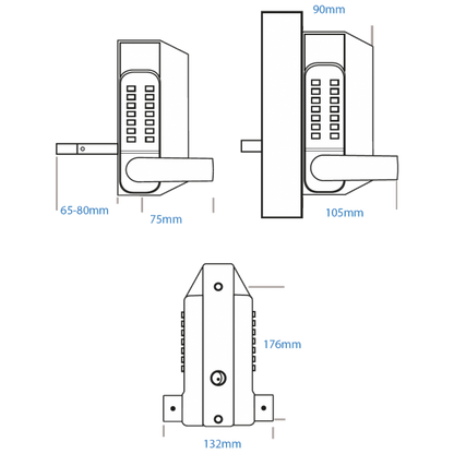 BORG LOCKS BL3430 ECP Lever Operated Marine Grade Metal Gate Double Digital Lock