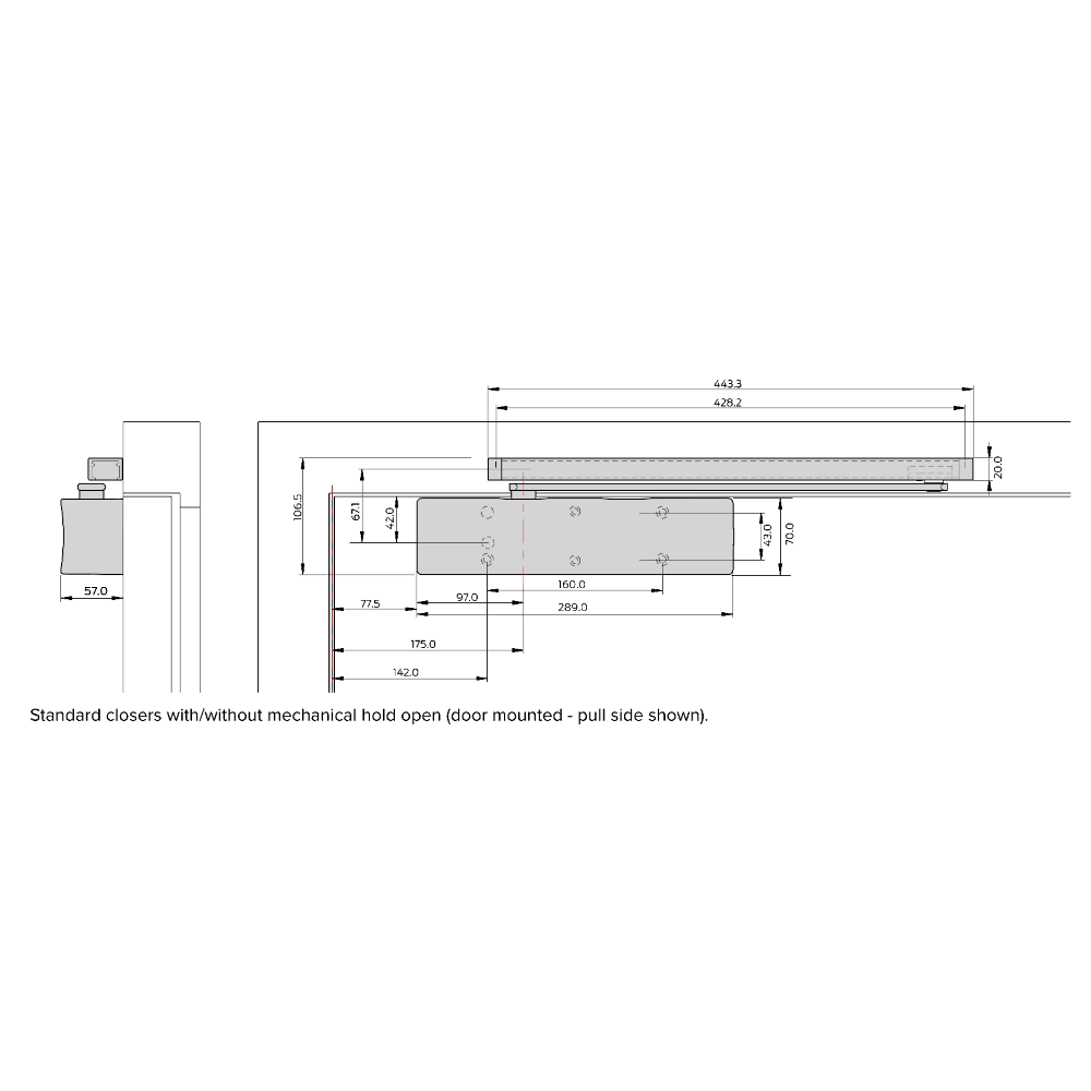 BRITON 2721BD Size 2-5 Cam Action Overhead Door Closer