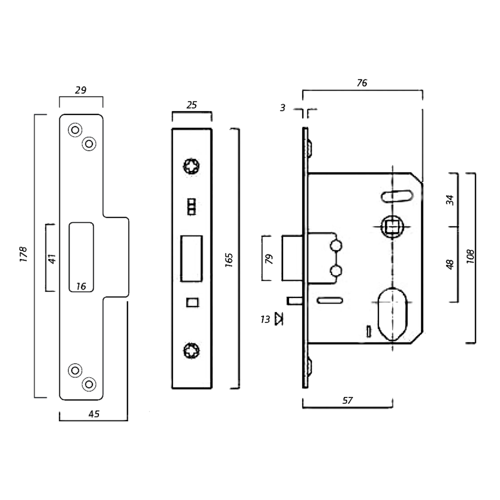 Briton 5250-57 Euro / Oval Nightlatch Case