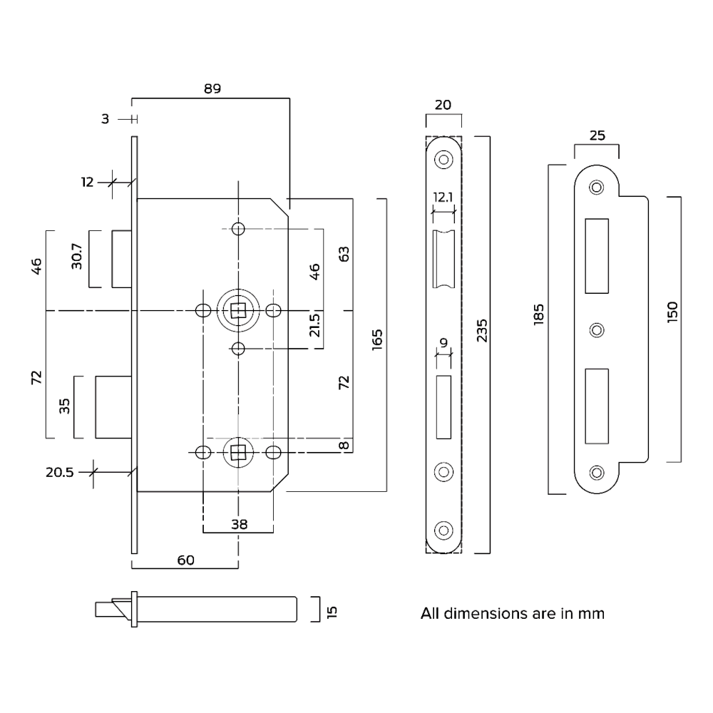 Briton 5430 DIN Mortice Bathroom Lock