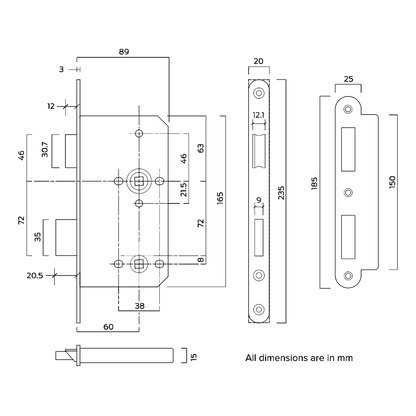 Briton 5430 DIN Mortice Bathroom Lock