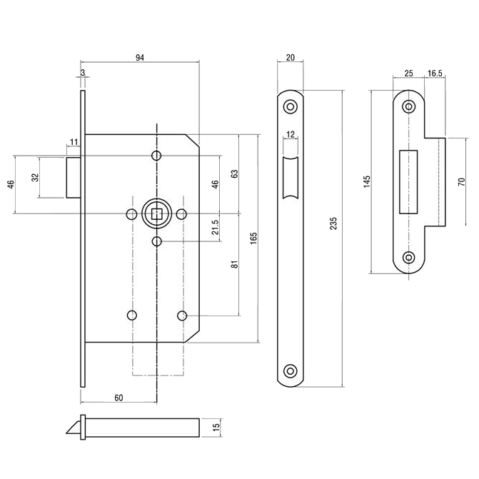 Briton 5440 DIN Mortice Latch