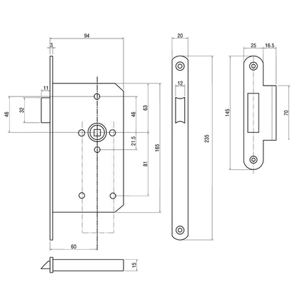 Briton 5440 DIN Mortice Latch