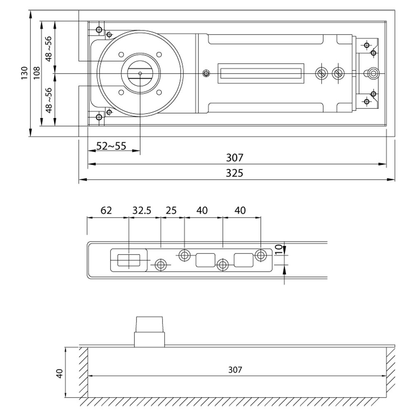 BRITON 2823HO Hold Open Floor Spring Door Closer