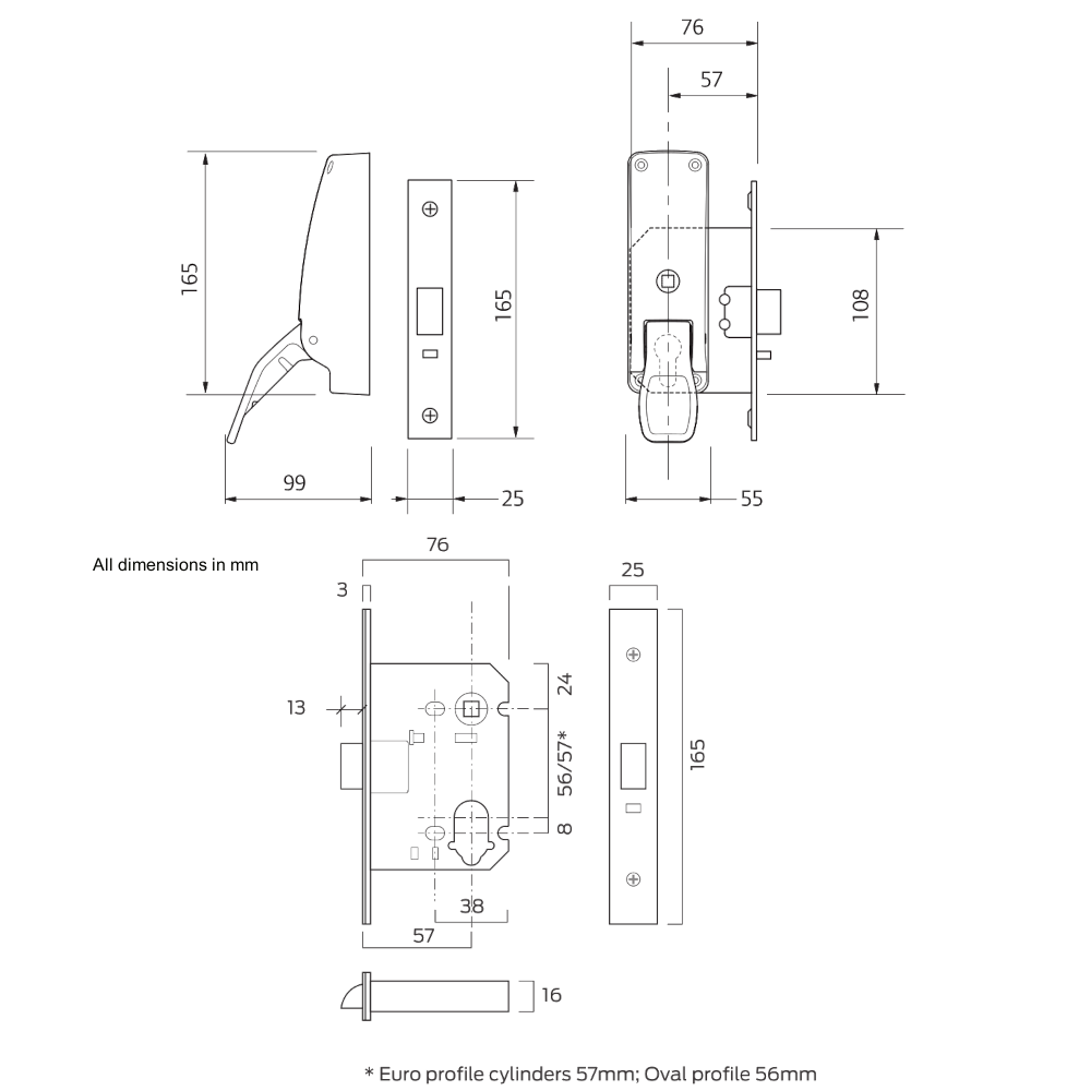 BRITON 389.N Push Pad Emergency Exit Mortice Nightlatch