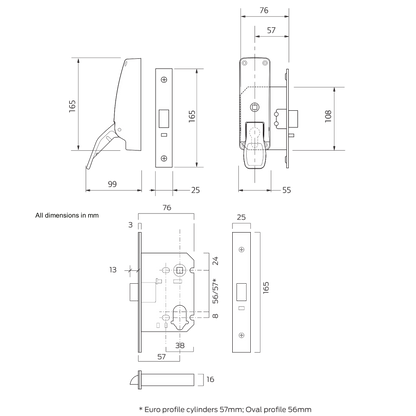 BRITON 389.N Push Pad Emergency Exit Mortice Nightlatch