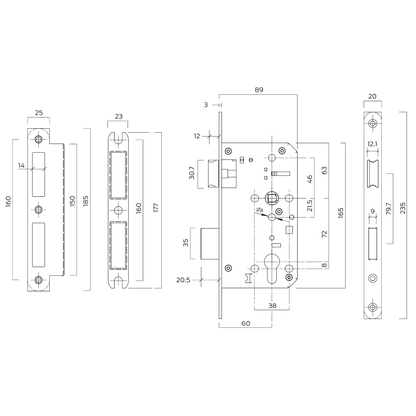 BRITON 5720 DIN Euro Profile Sashlock Case 60mm Backset