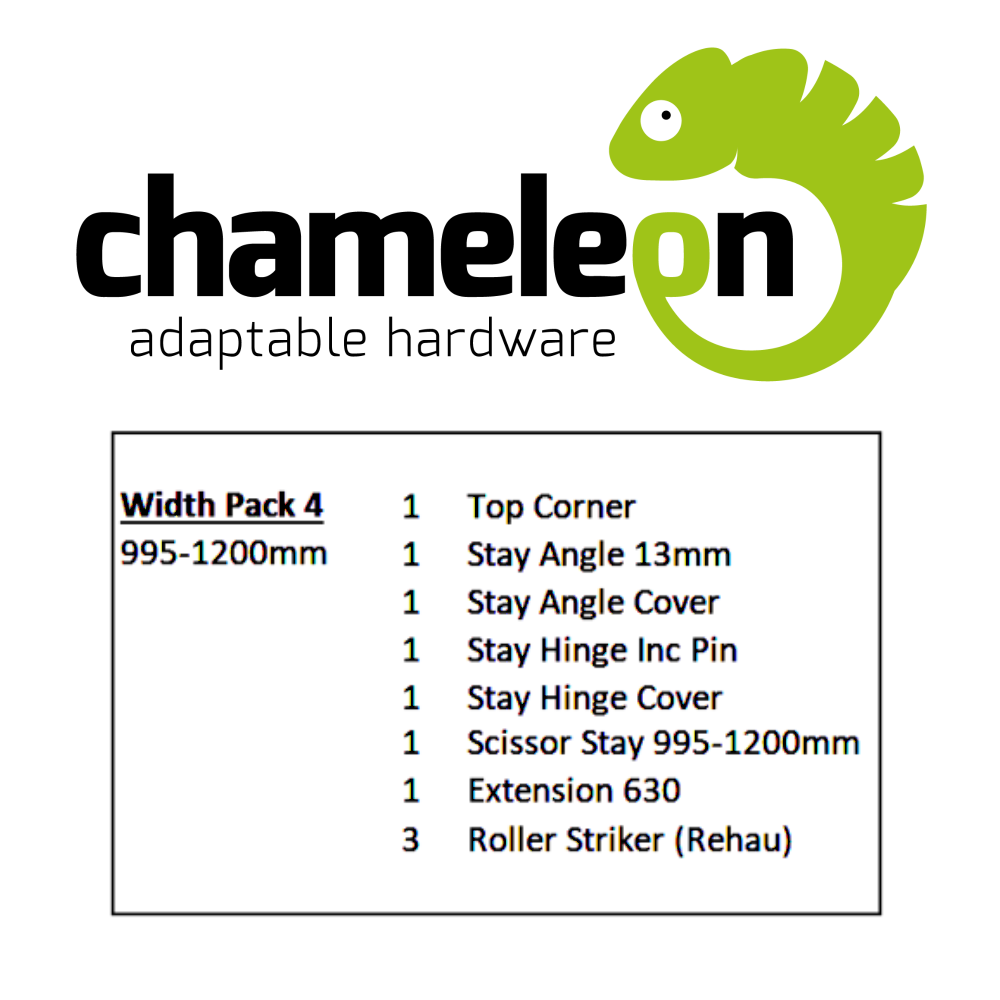 CHAMELEON 13mm Axis Tilt Before Turn Face Fit Width Pack 995mm-1200mm Width Pack 4