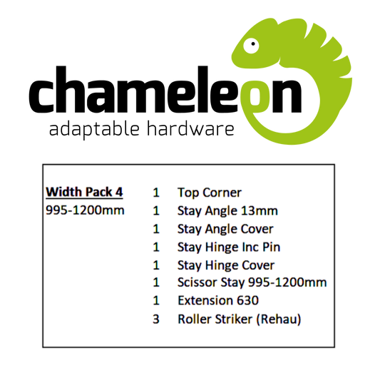 CHAMELEON 13mm Axis Tilt Before Turn Face Fit Width Pack 995mm-1200mm Width Pack 4