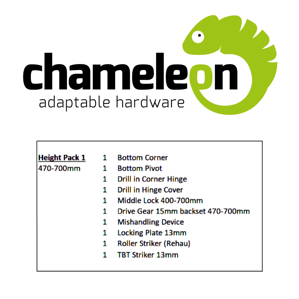 CHAMELEON 13mm Axis Tilt Before Turn Face Fit Height Pack 470mm-700mm Height Pack 1