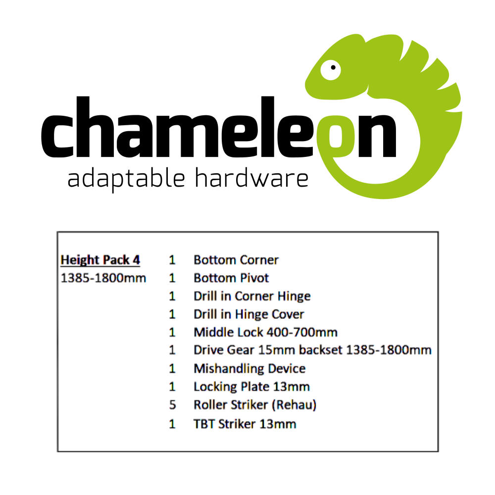 CHAMELEON 13mm Axis Tilt Before Turn Face Fit Height Pack 1385mm-1800mm Height Pack 4