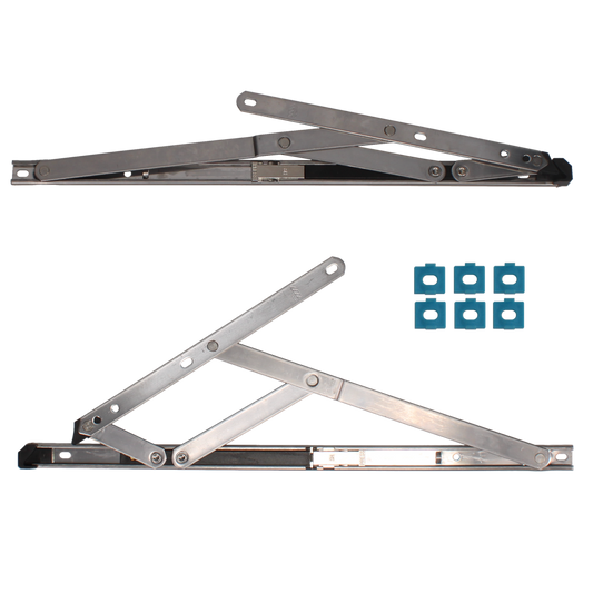 CHAMELEON Restricted Top Hung Friction Hinge Pair With Packers 13mm - 17mm 400mm - Stainless Steel