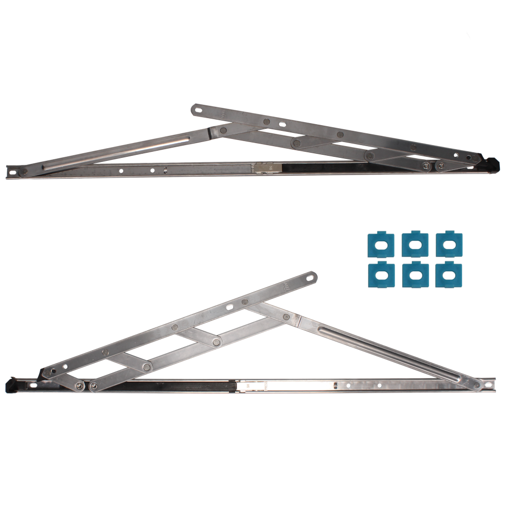 CHAMELEON Restricted Top Hung Friction Hinge Pair With Packers 13mm - 17mm 600mm - Stainless Steel