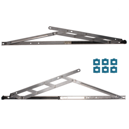 CHAMELEON Restricted Top Hung Friction Hinge Pair With Packers 13mm - 17mm 600mm - Stainless Steel