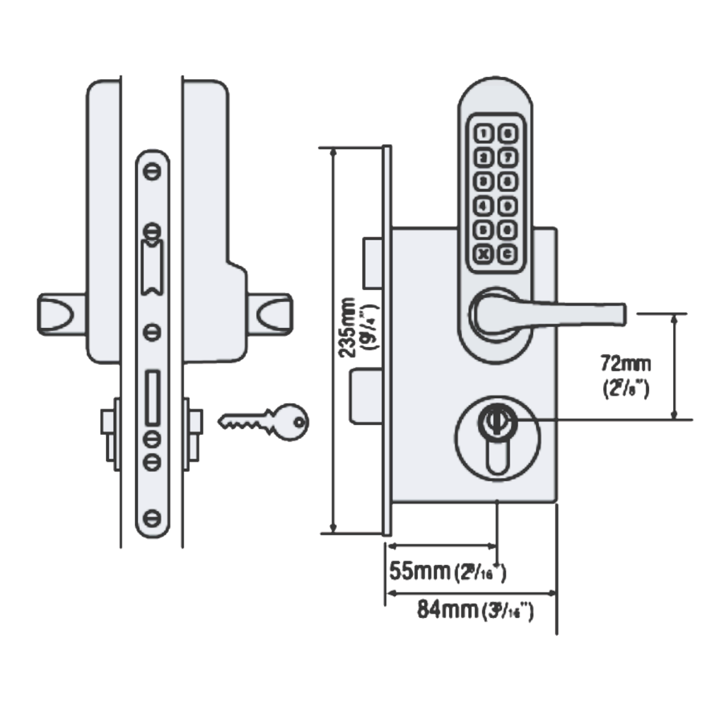 CODELOCKS CL520 Series Digital Lock With Mortice Lock