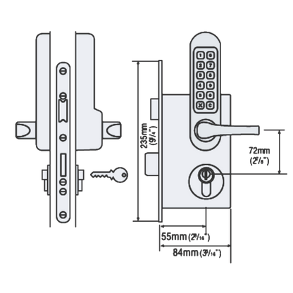 CODELOCKS CL520 Series Digital Lock With Mortice Lock