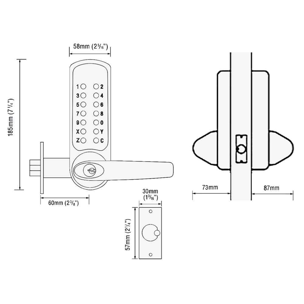 CODELOCKS CL610 Series Digital Lock With Tubular Latch