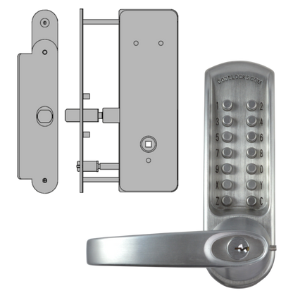 CODELOCKS CL0630 / CL0635 Digital Lock Brushed Steel With XTD Gate Lock