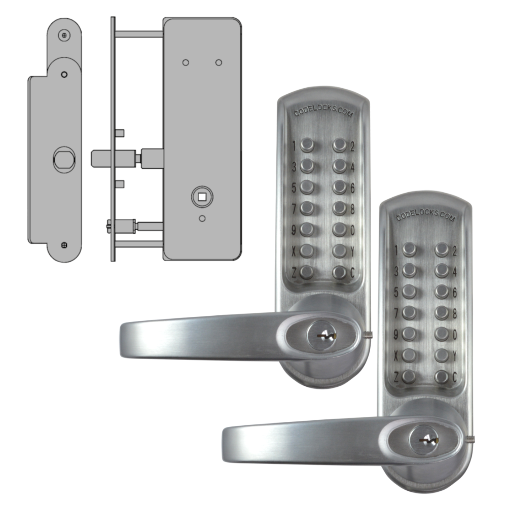 CODELOCKS CL0630 / CL0635 Back To Back Digital Lock Brushed Steel With XTD Gate Lock