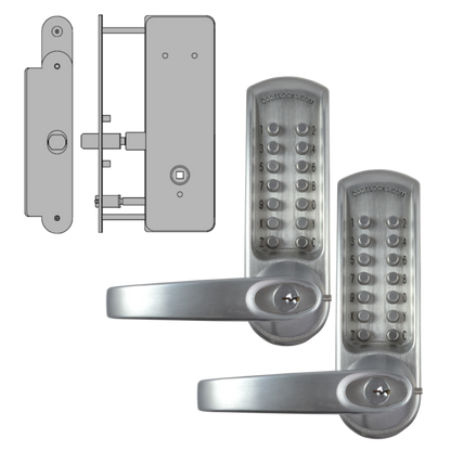 CODELOCKS CL0630 / CL0635 Back To Back Digital Lock Brushed Steel With XTD Gate Lock