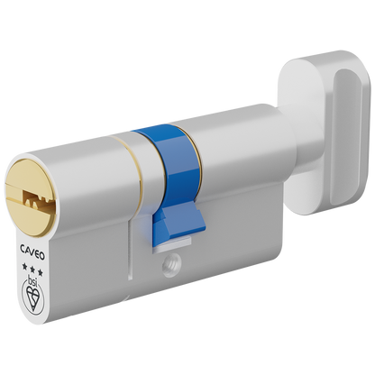 CAVEO TS007 3* Key & Turn Euro Dimple Cylinder 65mm 30Ext/35 25/10/30T Keyed To Differ - Dual Finish