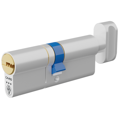 CAVEO TS007 3* Key & Turn Euro Dimple Cylinder 80mm 40Ext/40 35/10/35T Keyed To Differ - Dual Finish