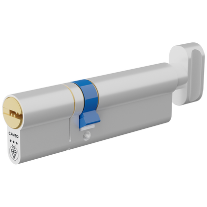 CAVEO TS007 3* Key & Turn Euro Dimple Cylinder 100mm 40Ext/60 35/10/55T Keyed To Differ - Dual Finish