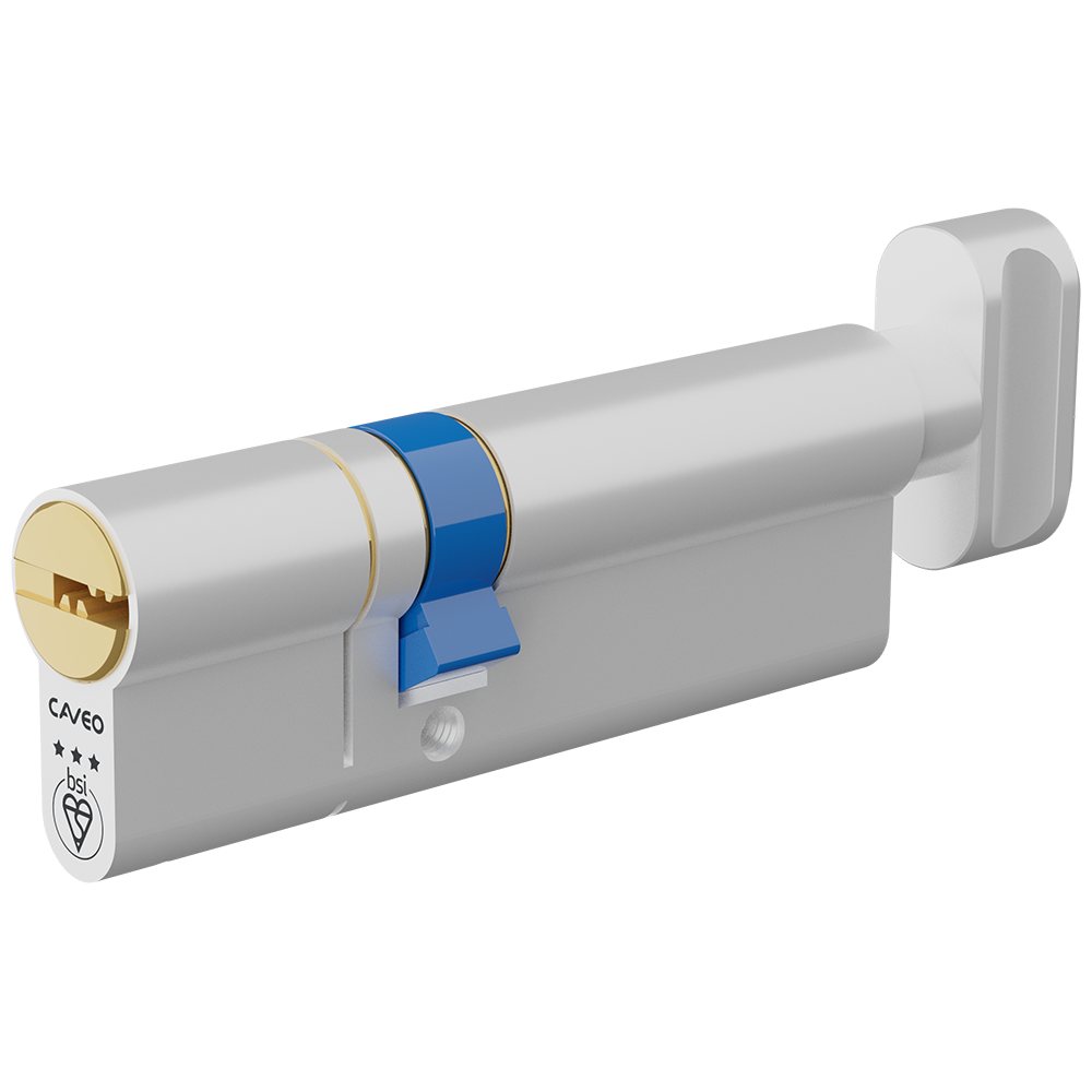 CAVEO TS007 3* Key & Turn Euro Dimple Cylinder 90mm 35Ext/55 30/10/50T Keyed To Differ - Dual Finish