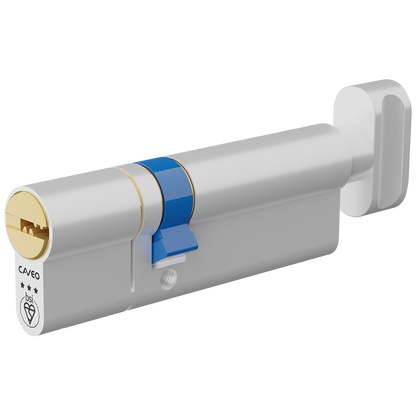 CAVEO TS007 3* Key & Turn Euro Dimple Cylinder 90mm 35Ext/55 30/10/50T Keyed To Differ - Dual Finish