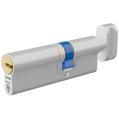 CAVEO TS007 3* Key & Turn Euro Dimple Cylinder 90mm 55Ext/35 50/10/30T Keyed To Differ - Dual Finish