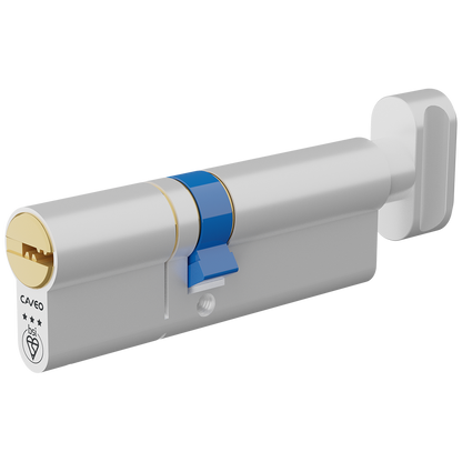 CAVEO TS007 3* Key & Turn Euro Dimple Cylinder 90mm 40Ext/50 35/10/45T Keyed To Differ - Dual Finish